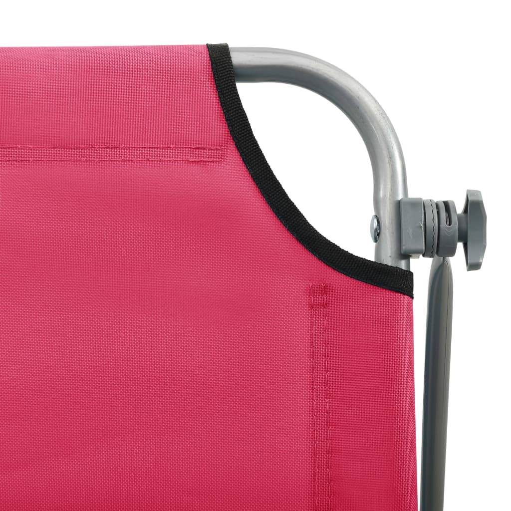 Helloshop26 - Transat chaise longue bain de soleil lit de jardin terrasse meuble d'extérieur avec auvent acier rose - Image 6