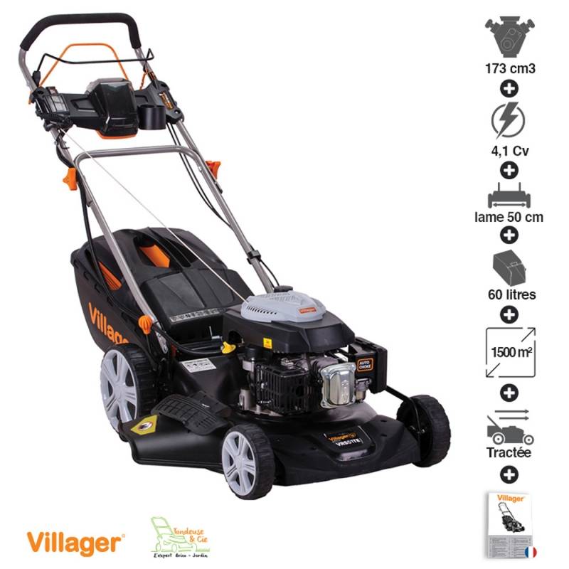 Tondeuse tractée mulching démarrage électrique 173cc 4 en 1 lame 50cm Villager Falcon 5111T-ES - Image 1