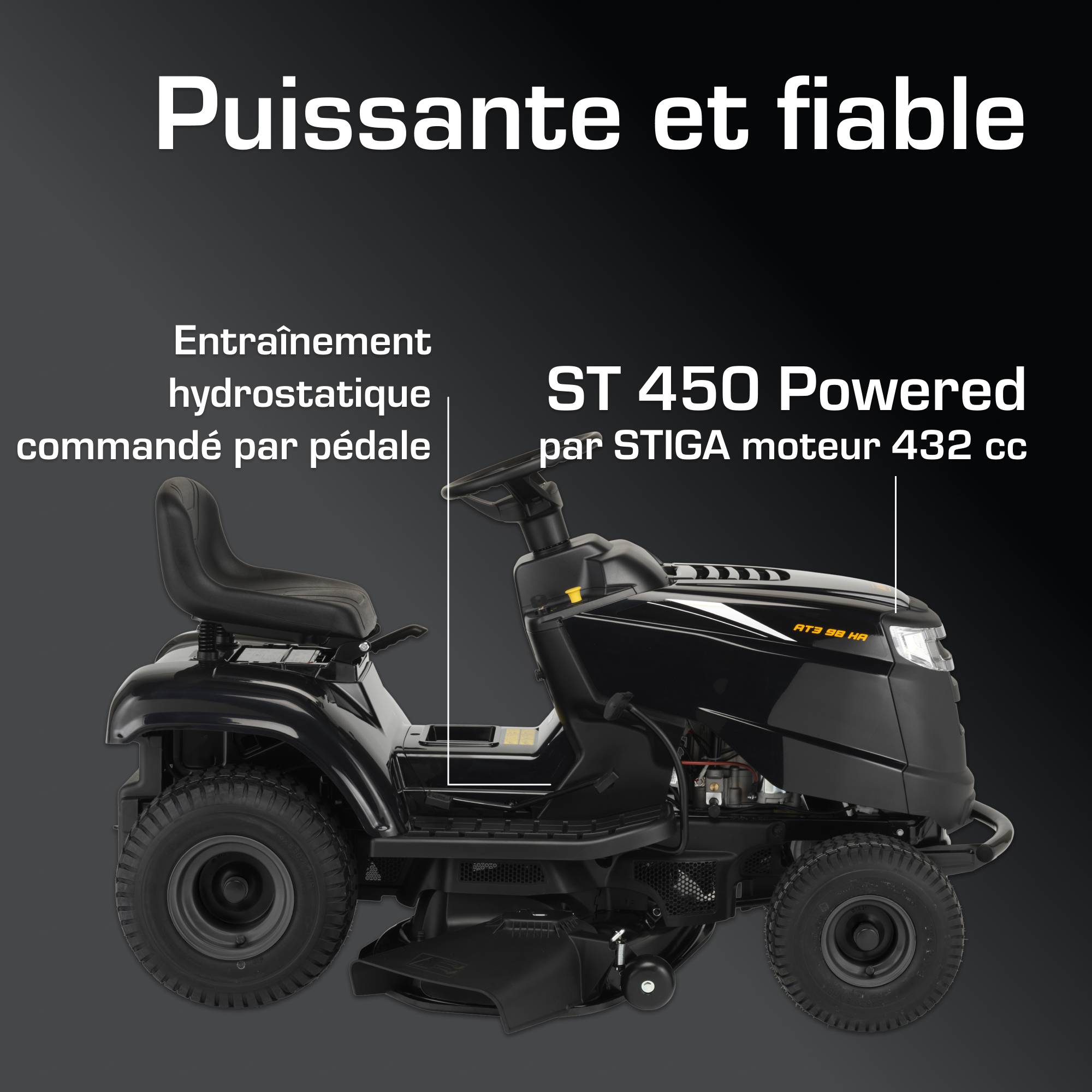 Alpina - Tracteur AT3 98 HA, moteur 432cc, plateau 98cm, éjection latérale - ALPINA - Image 4