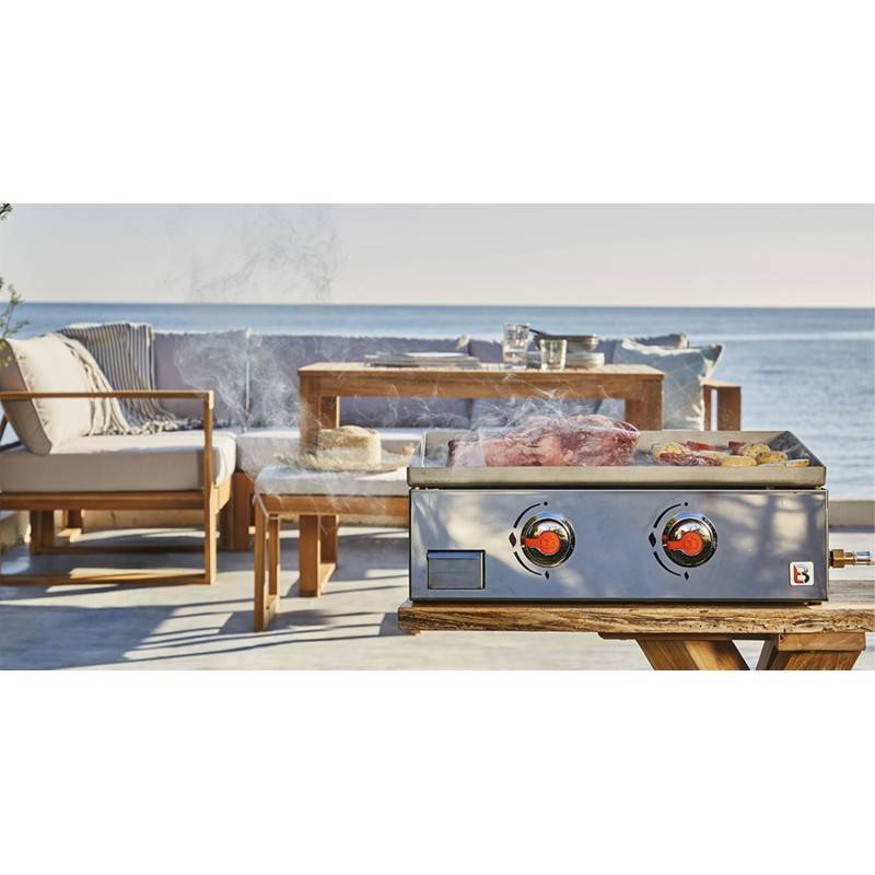 Brasero - plancha au gaz BRASERO Joana Inox 2 Feux - Surface de cuisson 53 x 40 cm - Gris - Imagen 3