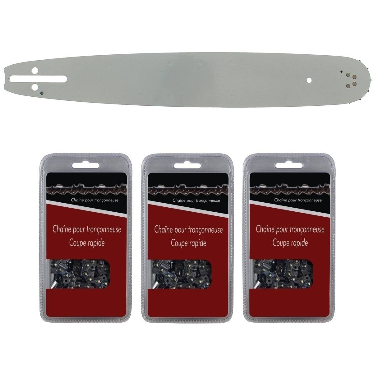 Gt Market - Guide 40 cm (16 pouces) + lot de 3 chaînes 66 maillons - Compatible tronçonneuses HUSQVARNA - GT MARKET - Imagen 1