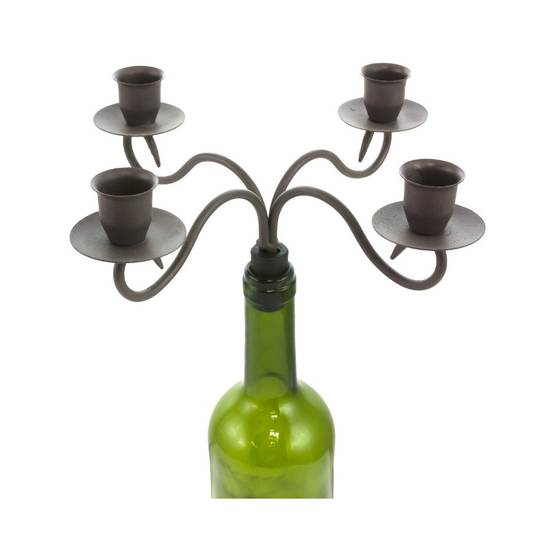 Bougeoir bouteille 4 supports en métal marron 25 x 25 cm Chemin de campagne - Imagen 1