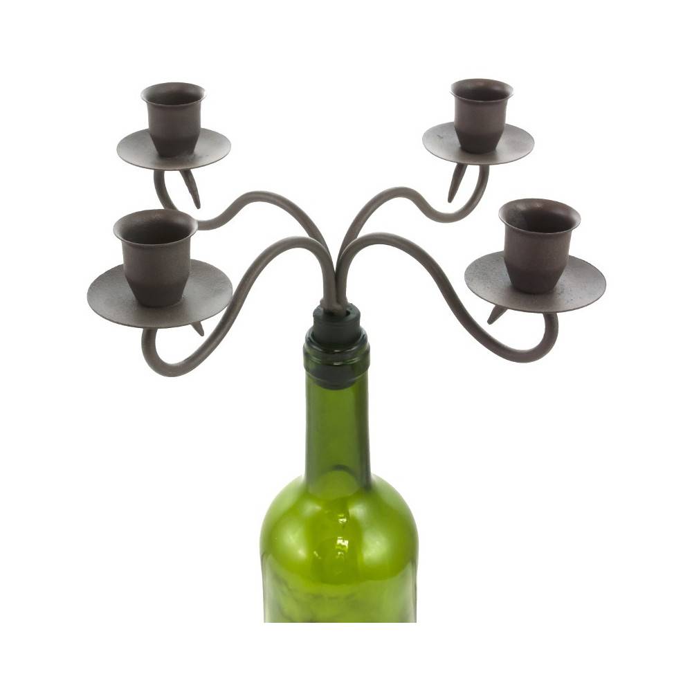 Bougeoir bouteille 4 supports en métal marron 25 x 25 cm Chemin de campagne - Imagen 1