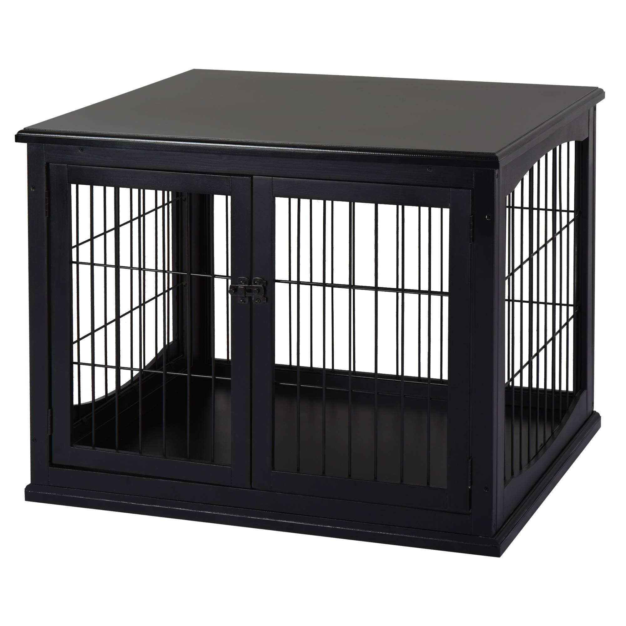 Cage meuble intérieure MDF E1,3 portes verrouillables, max 30kg,81x58x66 cm noir - Image 2