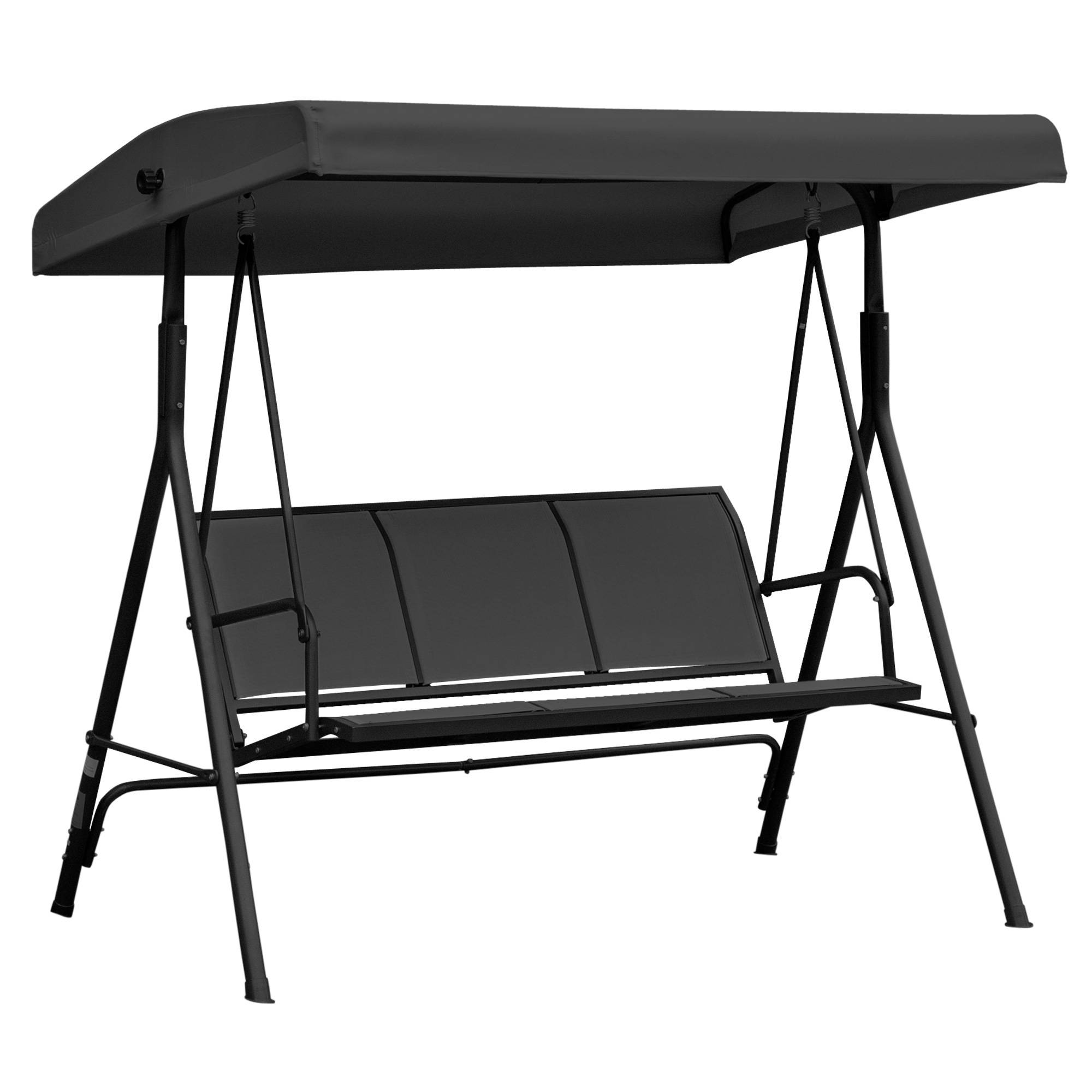 Outsunny - Balancelle de jardin 3 places grand confort toit inclinaison réglable assise et dossier ergonomique acier époxy textilène noir - Outsunny - Imagen 1