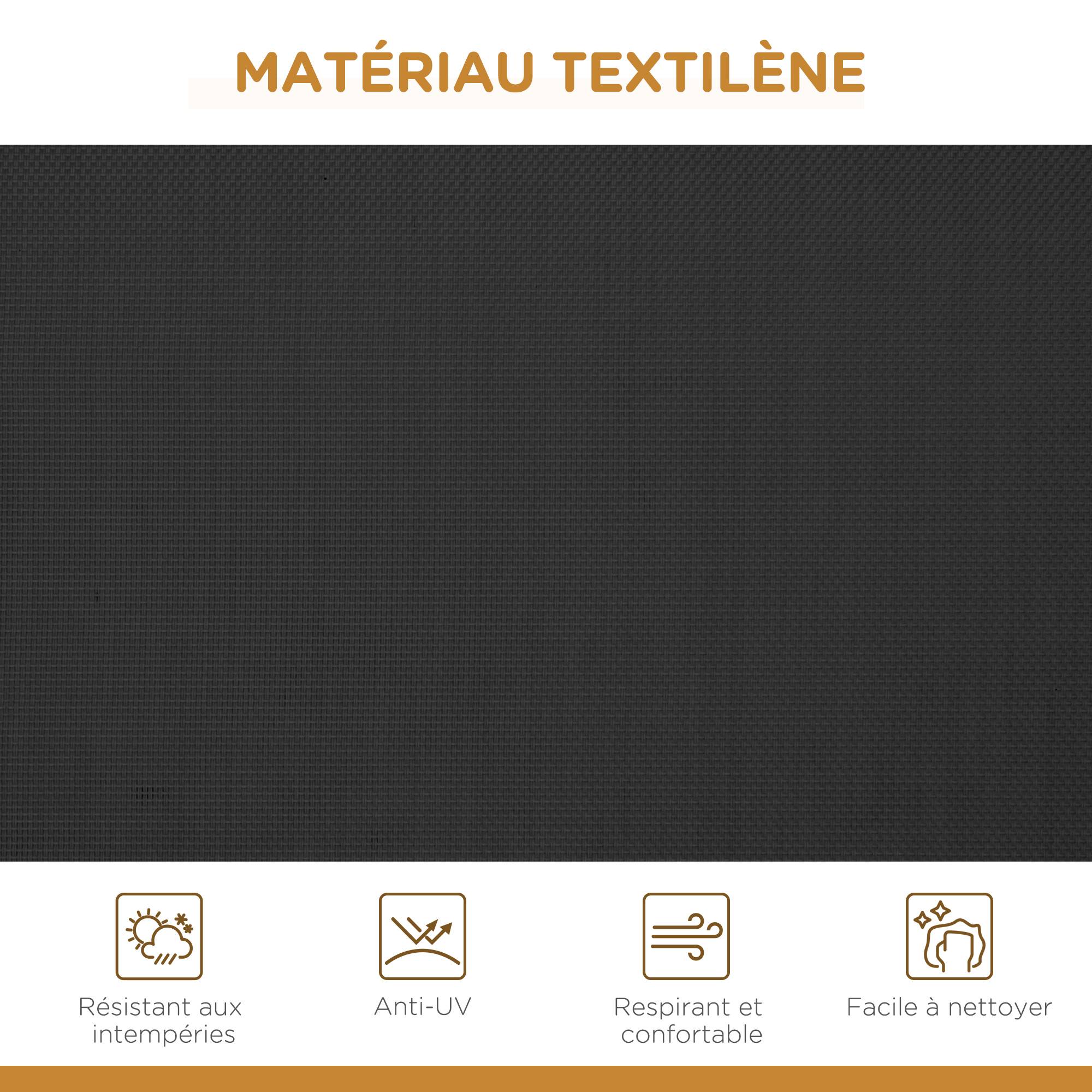 Outsunny - Balancelle de jardin 3 places grand confort toit inclinaison réglable assise et dossier ergonomique acier époxy textilène noir - Outsunny - Imagen 7