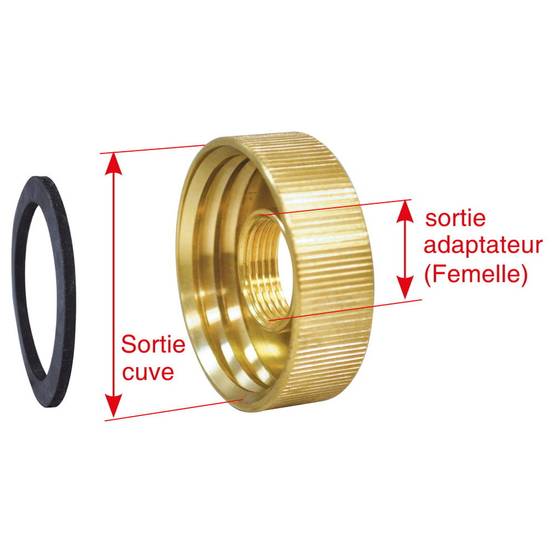 Boutte - Adaptateur de cuve grillagée 1000 litres, Ø sortie cuve 72, F26x34, avec joint Boutté - Image 2