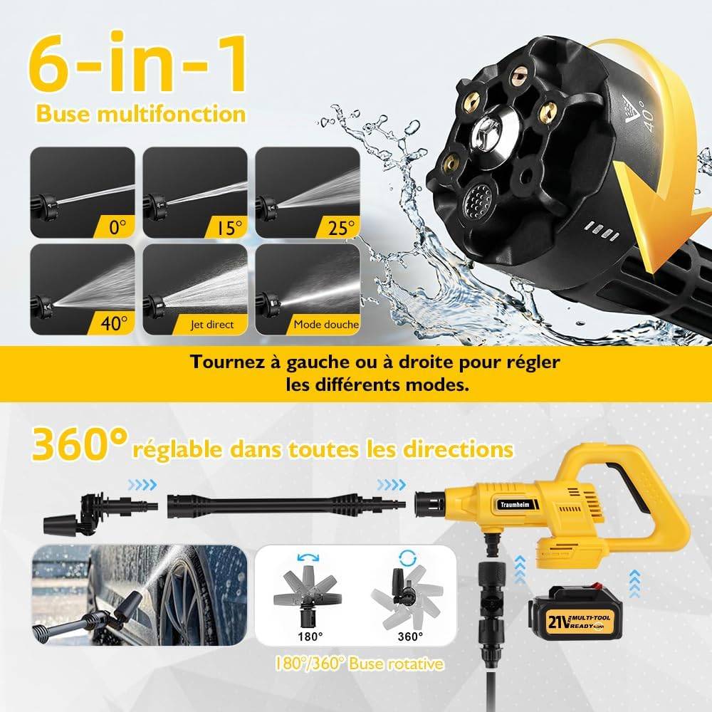 Sans Marque - Nettoyeur haute pression sans fil 21 V Traumheim - Image 4