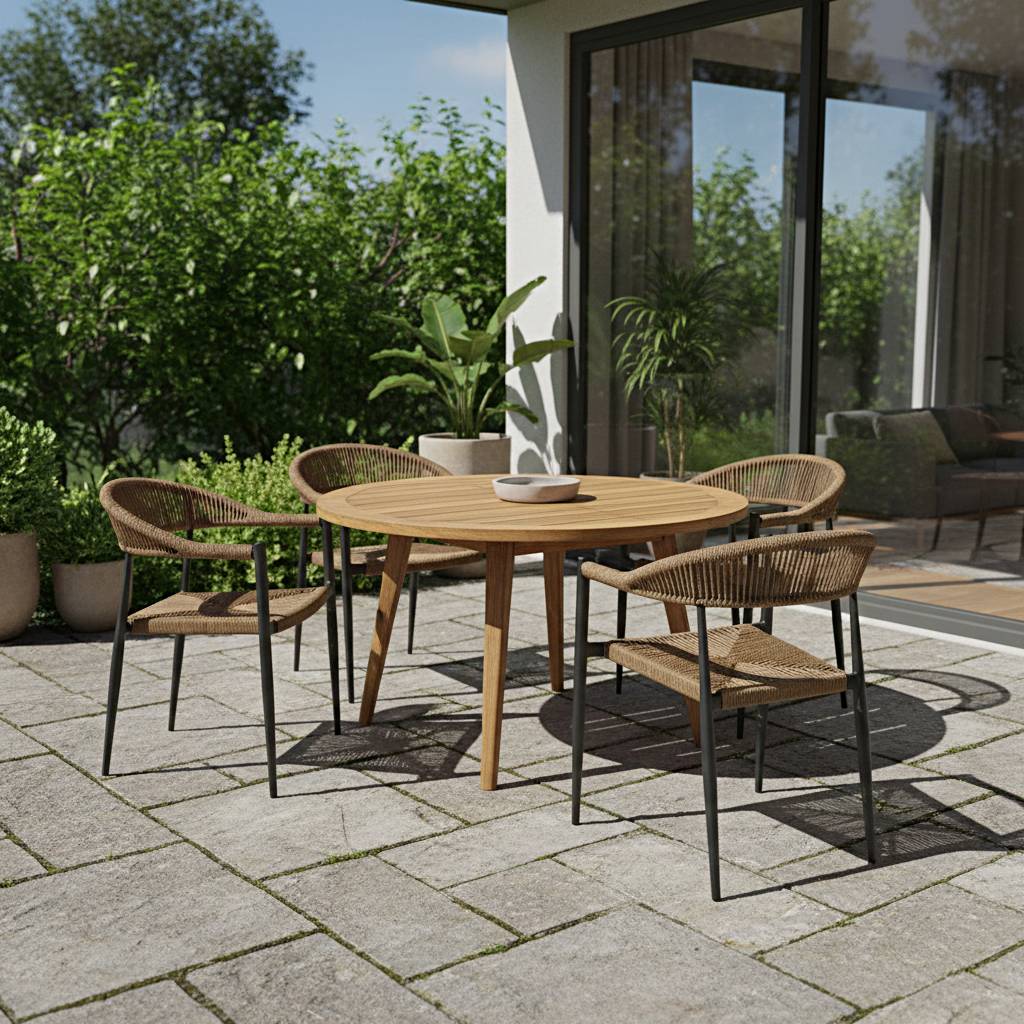 Fauteuil aluminium noir et corde tressée naturelle Casamance - Gecko Jardin - Imagen 7