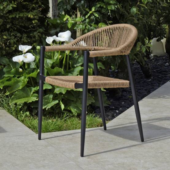 Fauteuil aluminium noir et corde tressée naturelle Casamance - Gecko Jardin - Imagen 1