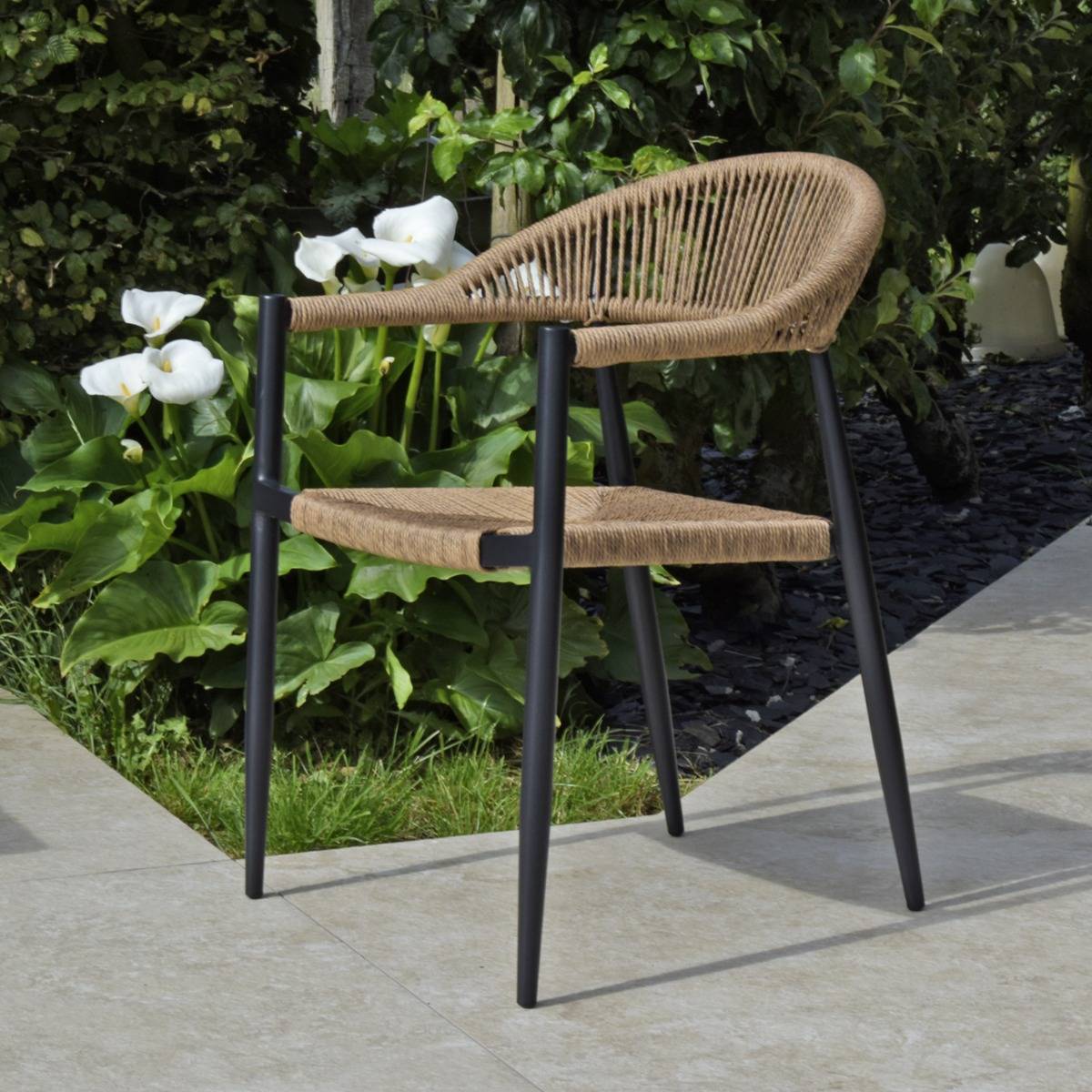 Fauteuil aluminium noir et corde tressée naturelle Casamance - Gecko Jardin - Imagen 1
