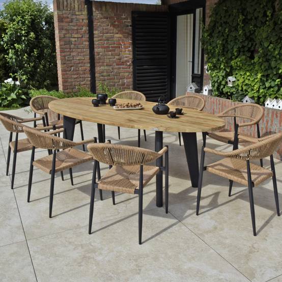 Fauteuil aluminium noir et corde tressée naturelle Casamance - Gecko Jardin - Imagen 5