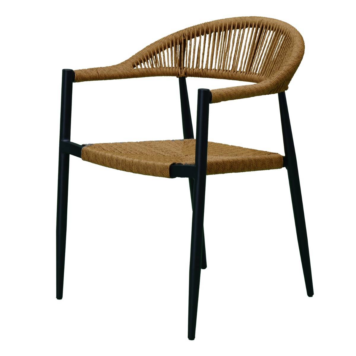Fauteuil aluminium noir et corde tressée naturelle Casamance - Gecko Jardin - Imagen 2