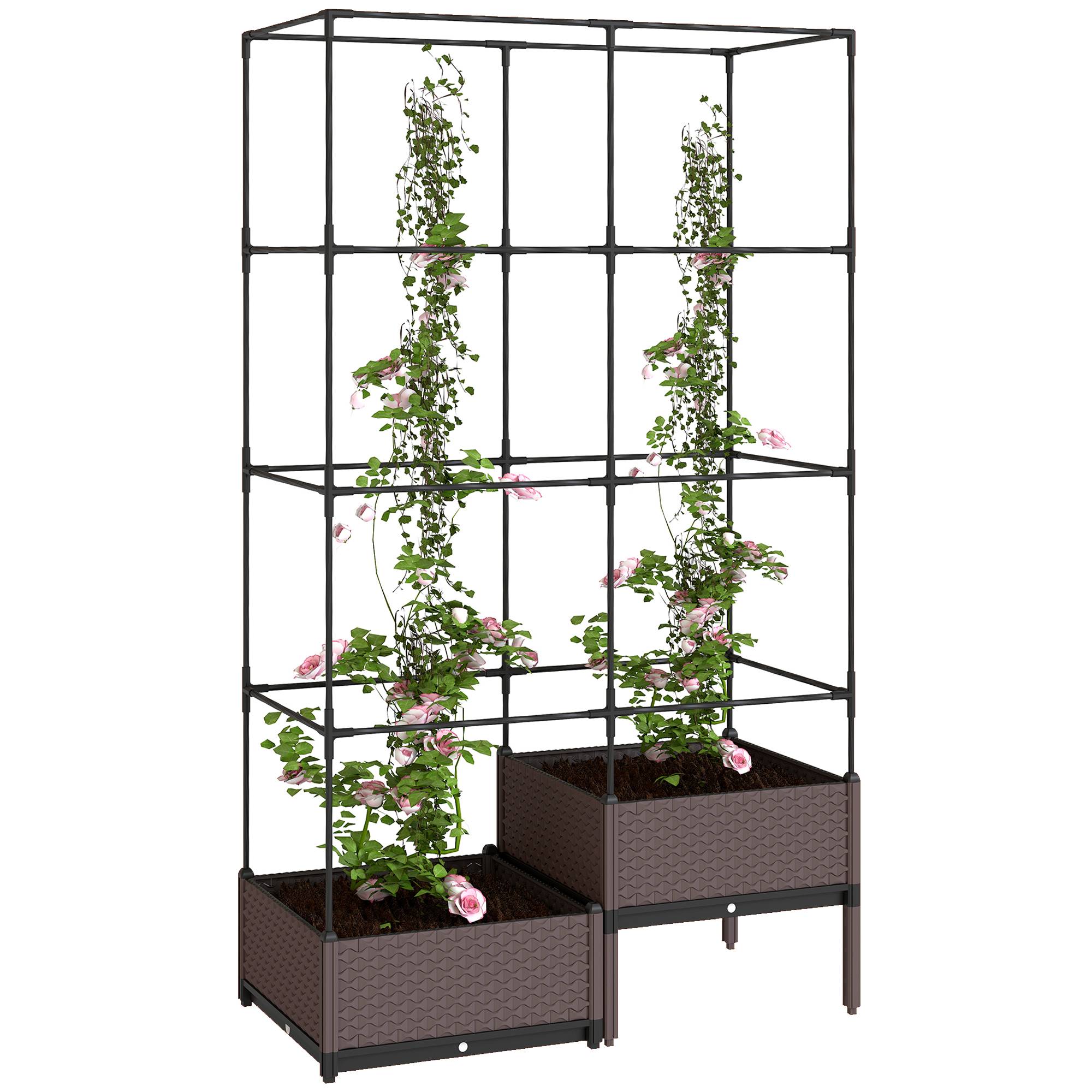 Sans Marque - Jardinière surélevée treillis drainage plastique 100x50x174 cm - Image 1