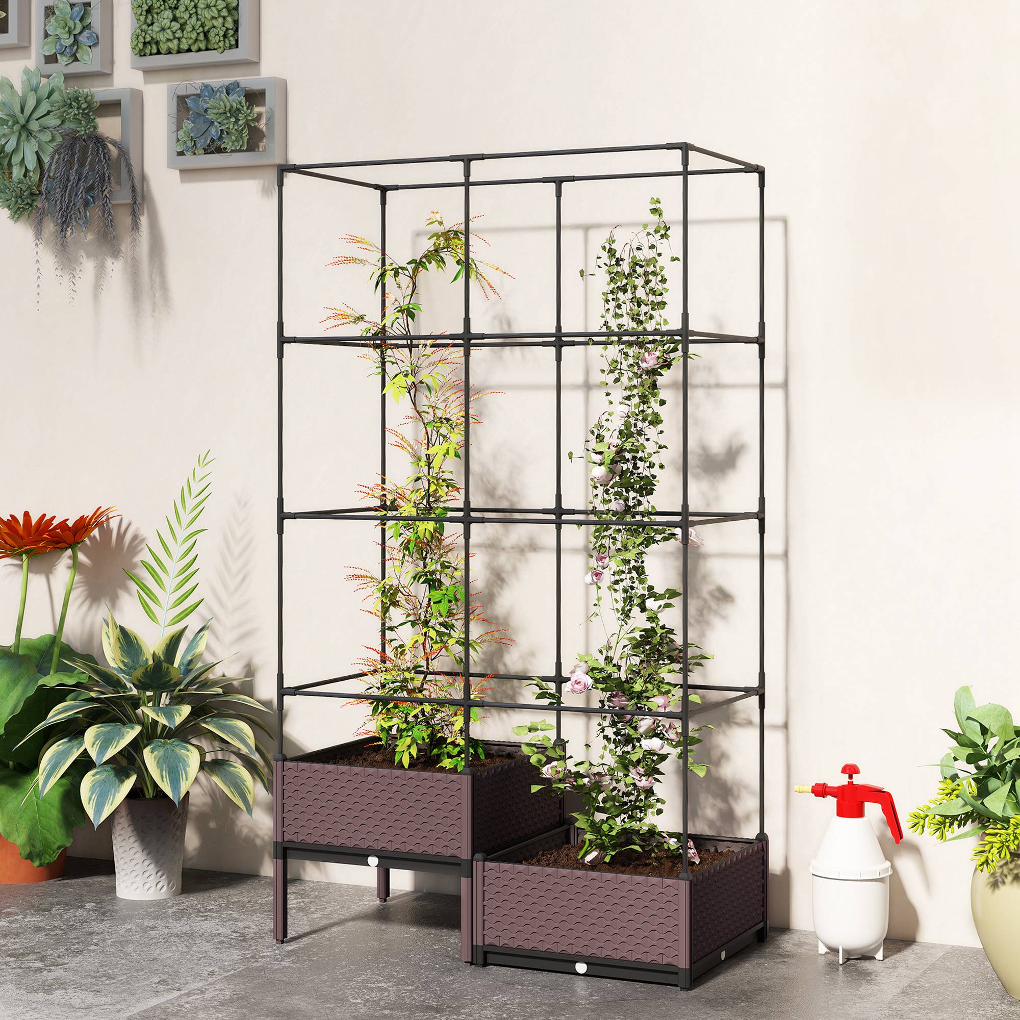 Sans Marque - Jardinière surélevée treillis drainage plastique 100x50x174 cm - Image 4