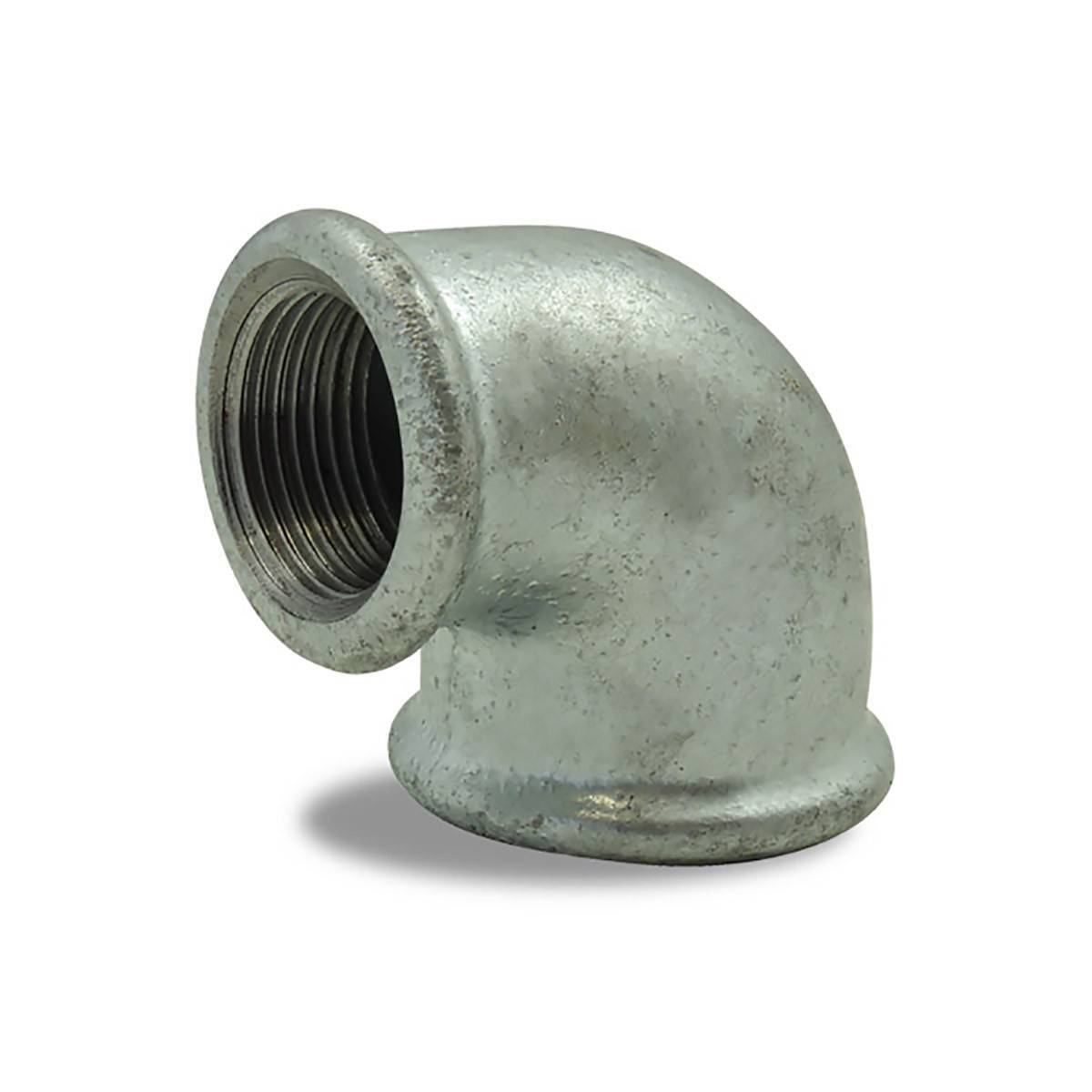 Coude réduit 90° galvanisé femelle femelle en fonte malléable - Ø A: 1'' | Ø B: 3/4'' - Image 1