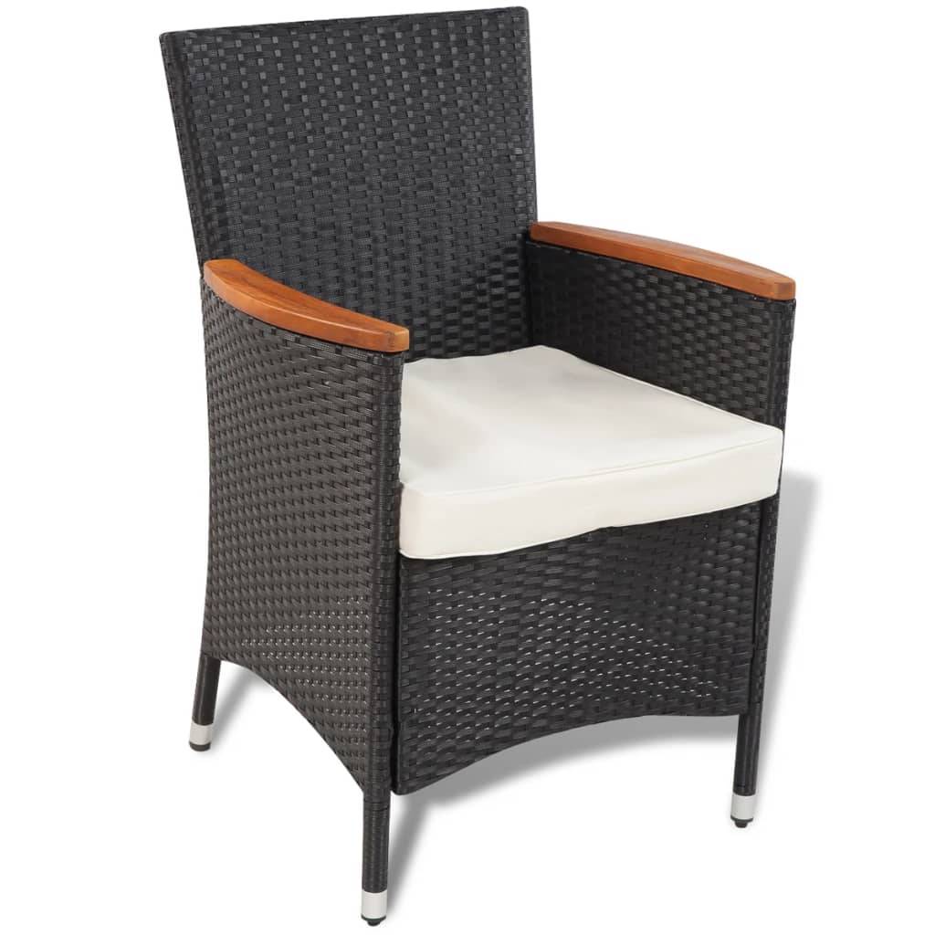 Helloshop26 - Salon de jardin meuble d'extérieur ensemble de mobilier 5 pièces avec coussins résine tressée noir - Imagen 2