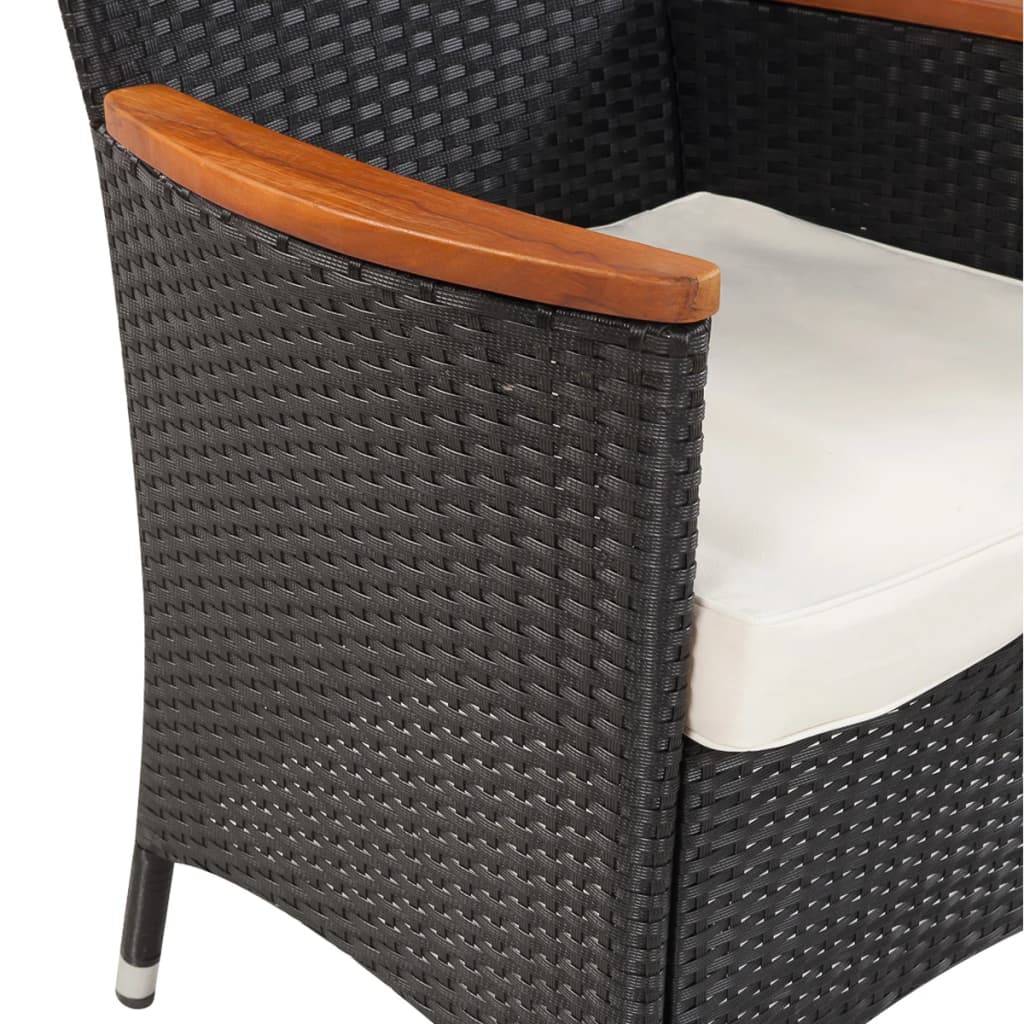 Helloshop26 - Salon de jardin meuble d'extérieur ensemble de mobilier 5 pièces avec coussins résine tressée noir - Imagen 3