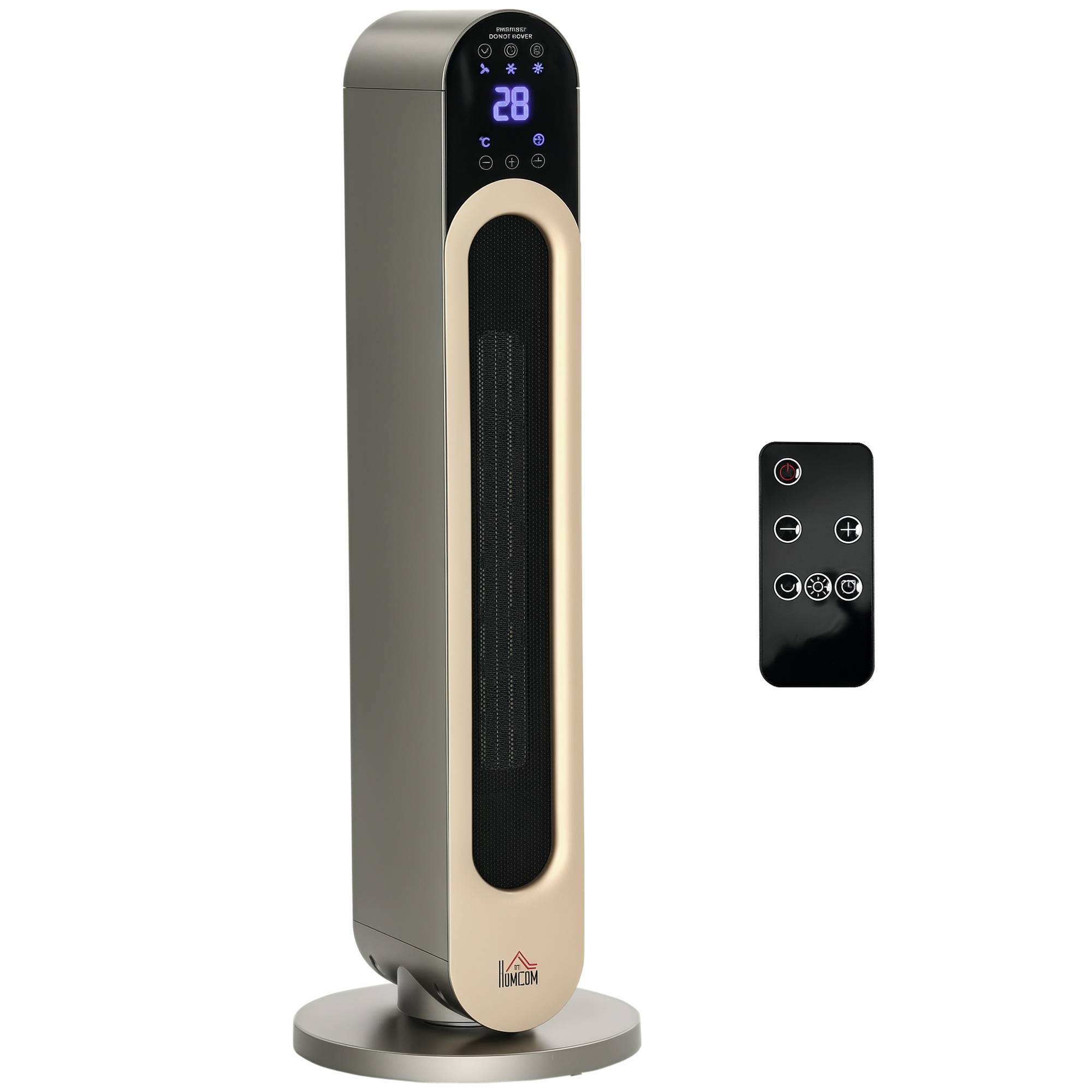 Chauffage d'appoint électrique avec 3 modes de chauffage réglables et télécommande, Φ25 x 73,5 cm, argent - Image 1