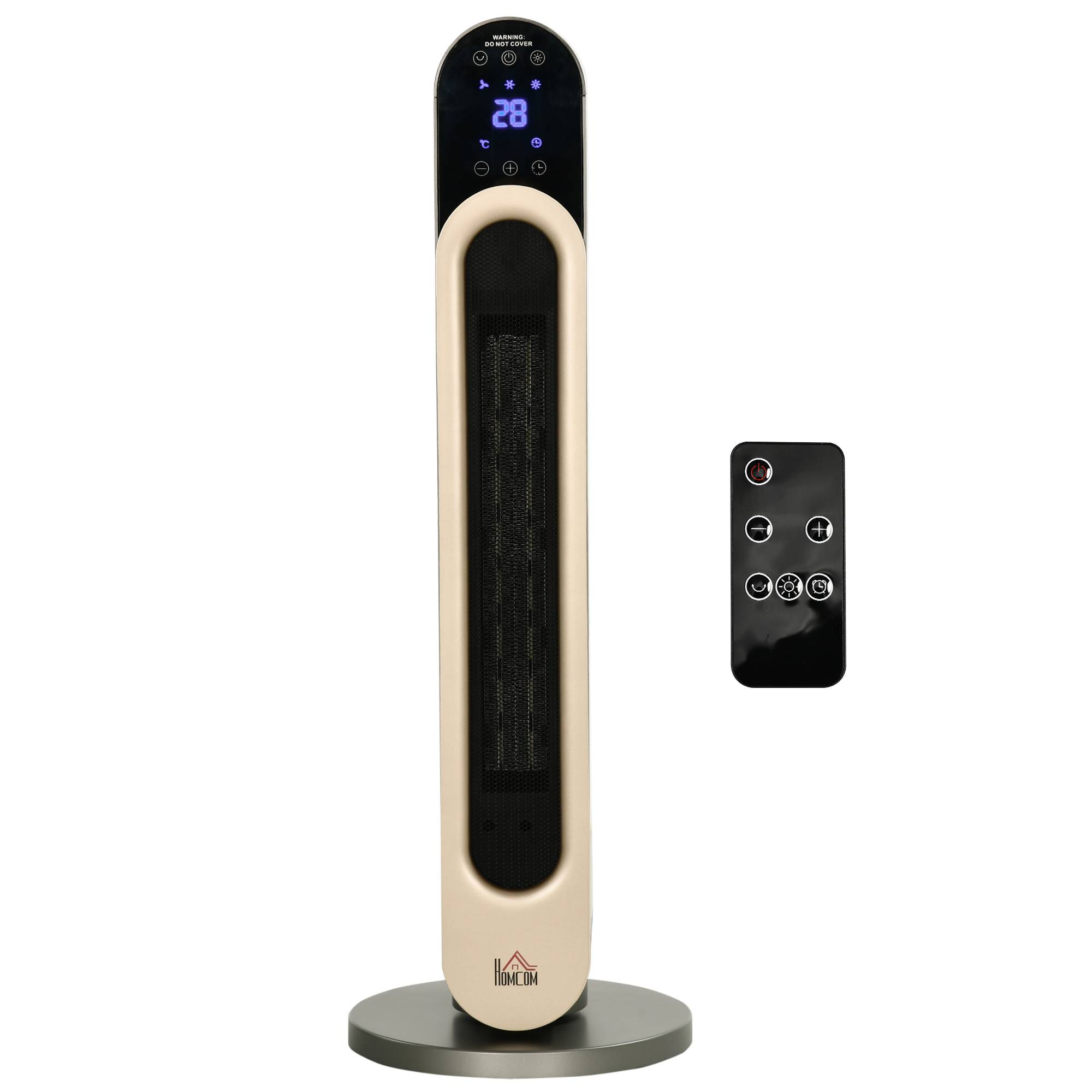 Chauffage d'appoint électrique avec 3 modes de chauffage réglables et télécommande, Φ25 x 73,5 cm, argent - Image 2
