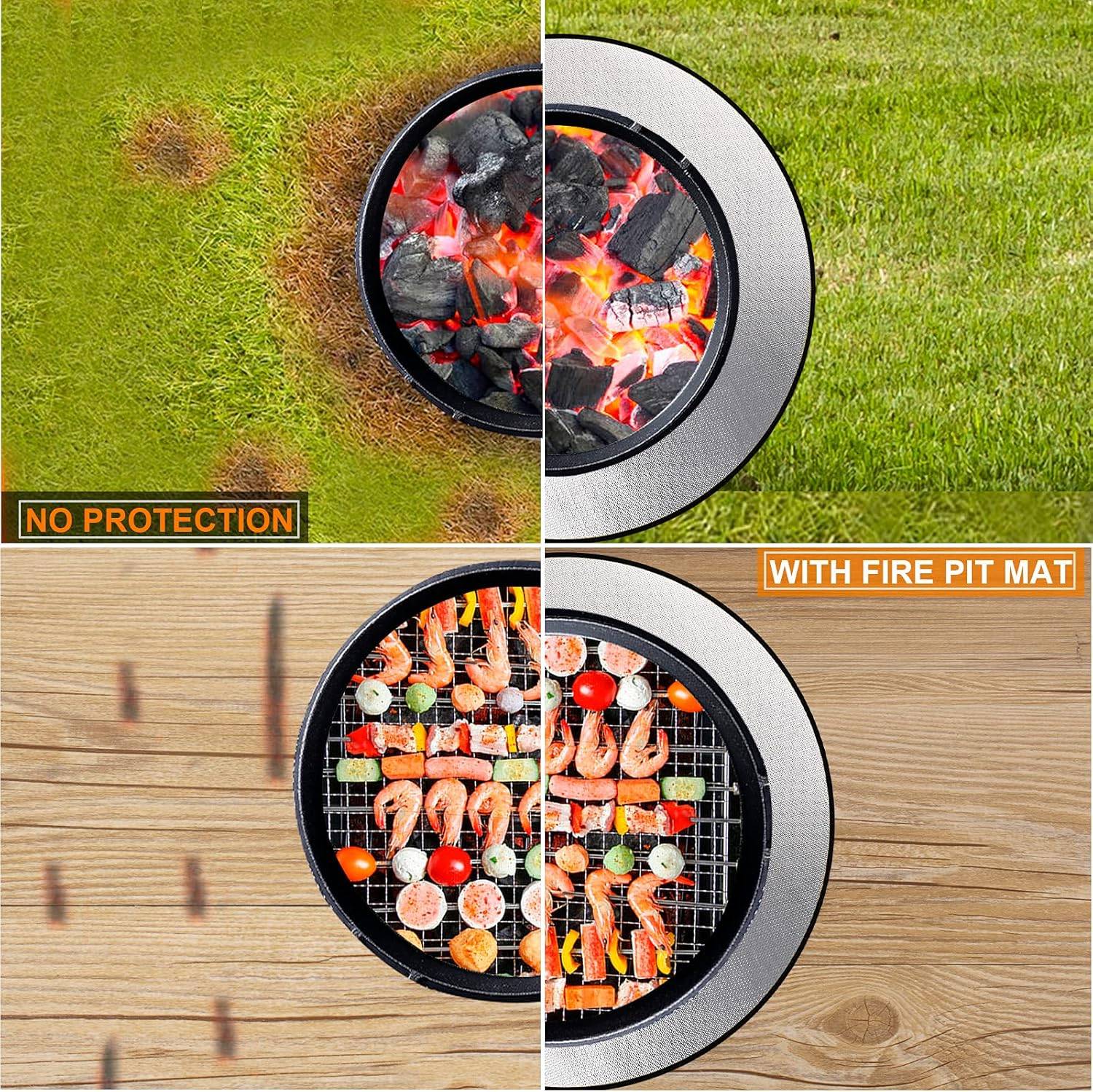 Accessoires de barbecue,Tapis de barbecue ignifuge et ignifuge pour barbecue en extérieur, camping, rond, 91 cm-Lytech - Image 4