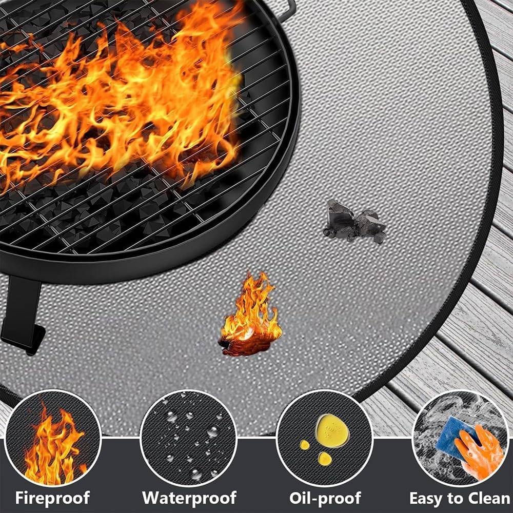 Accessoires de barbecue,Tapis de barbecue ignifuge et ignifuge pour barbecue en extérieur, camping, rond, 91 cm-Lytech - Image 7