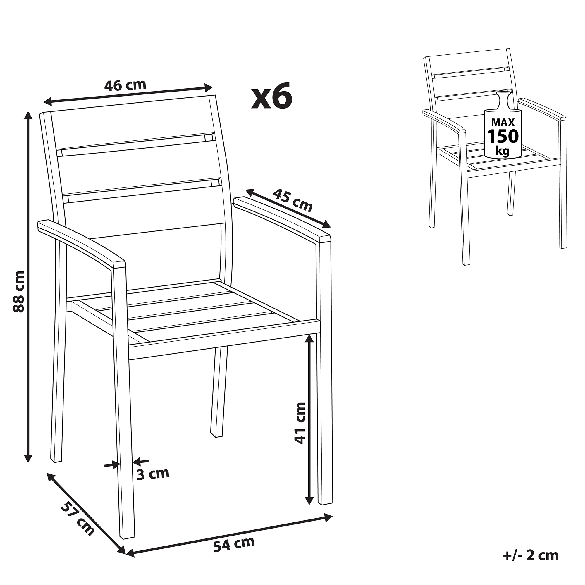 Beliani - Chaise de jardin Bois synthétique Blanc VERNIO - Beliani - Imagen 3