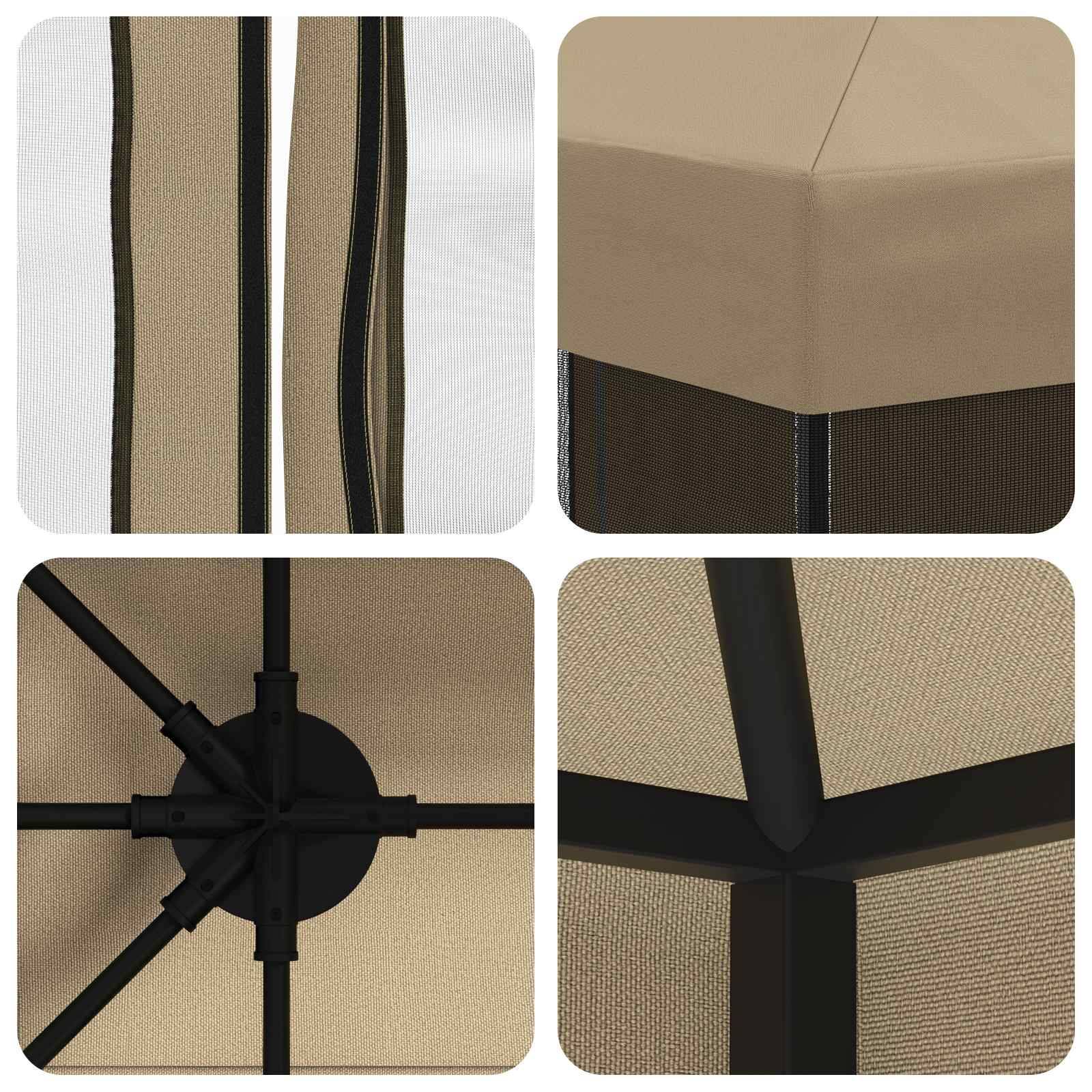 ComfortXL - Tonnelle de Jardin Acier Polyester Événements Extérieurs Toit Résistant 4x3m Beige - ComfortXL Outdoor Living - Image 7