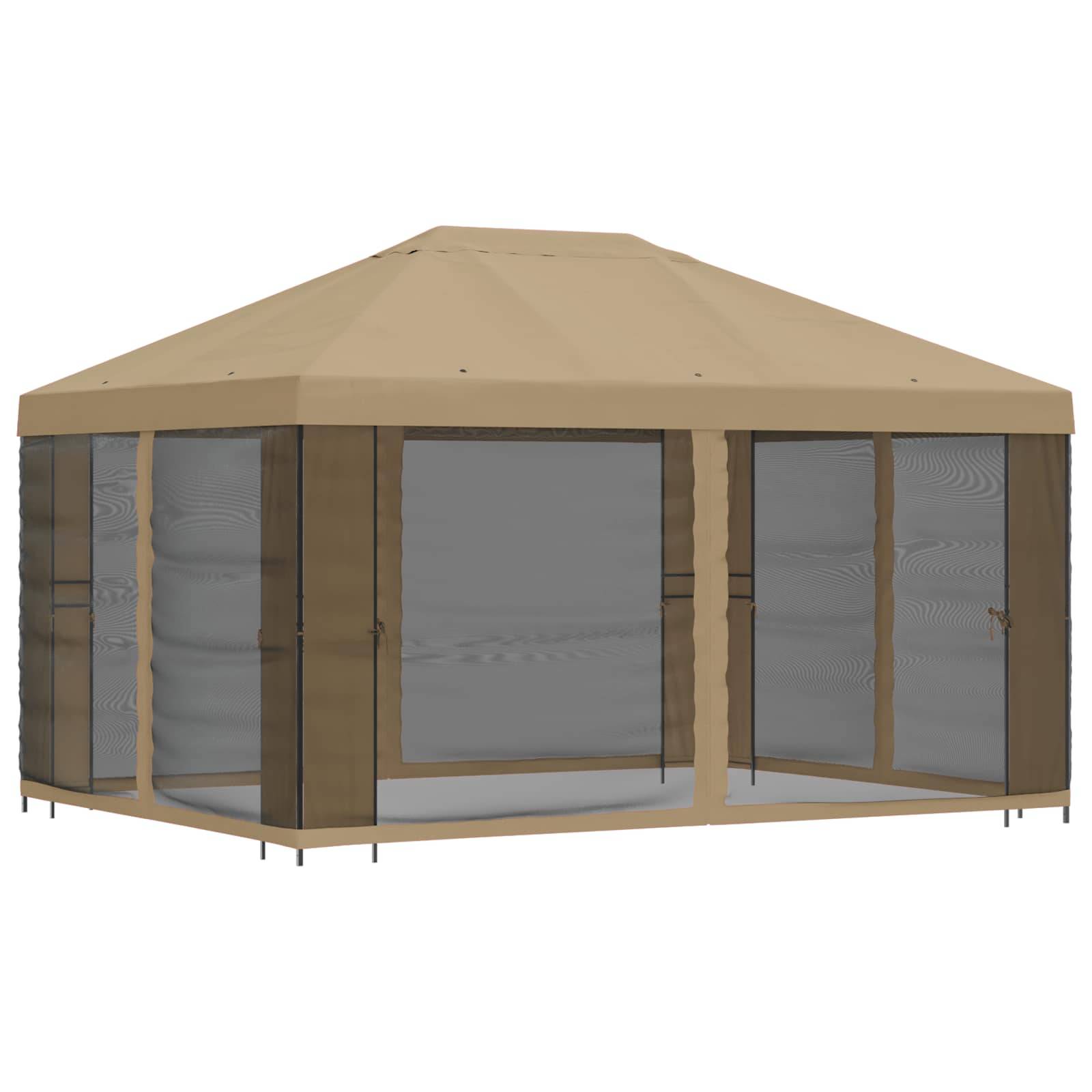 ComfortXL - Tonnelle de Jardin Acier Polyester Événements Extérieurs Toit Résistant 4x3m Beige - ComfortXL Outdoor Living - Image 3
