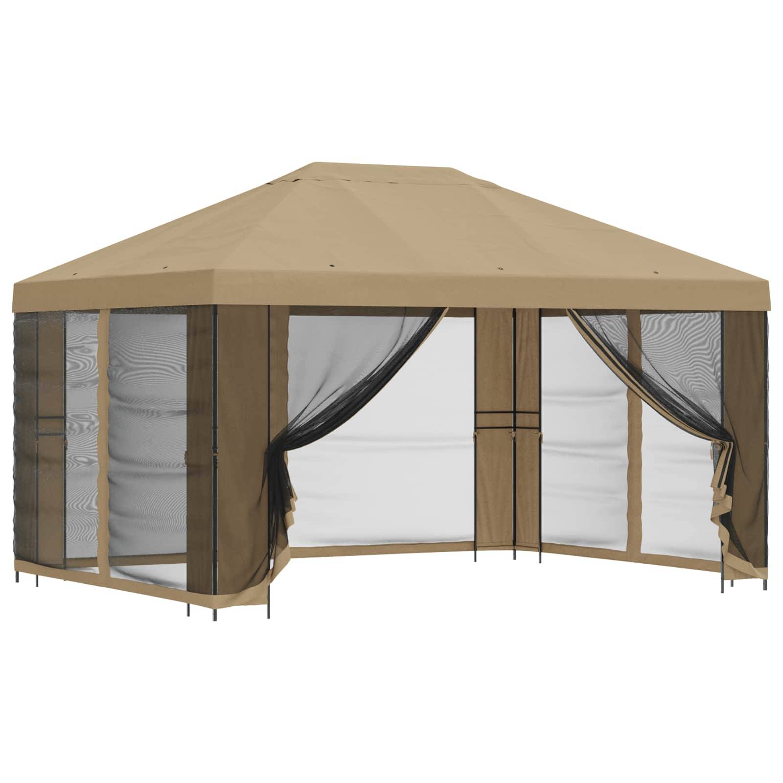 ComfortXL - Tonnelle de Jardin Acier Polyester Événements Extérieurs Toit Résistant 4x3m Beige - ComfortXL Outdoor Living - Image 2