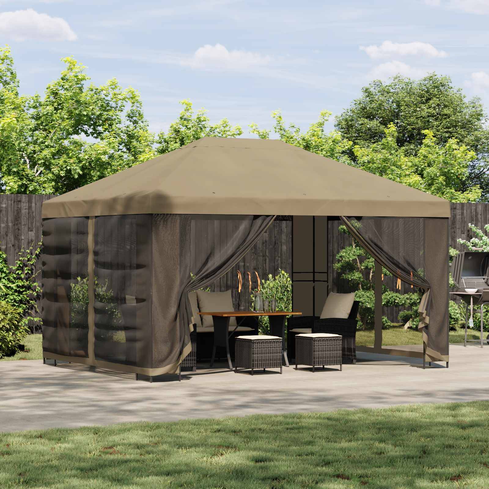ComfortXL - Tonnelle de Jardin Acier Polyester Événements Extérieurs Toit Résistant 4x3m Beige - ComfortXL Outdoor Living - Image 1
