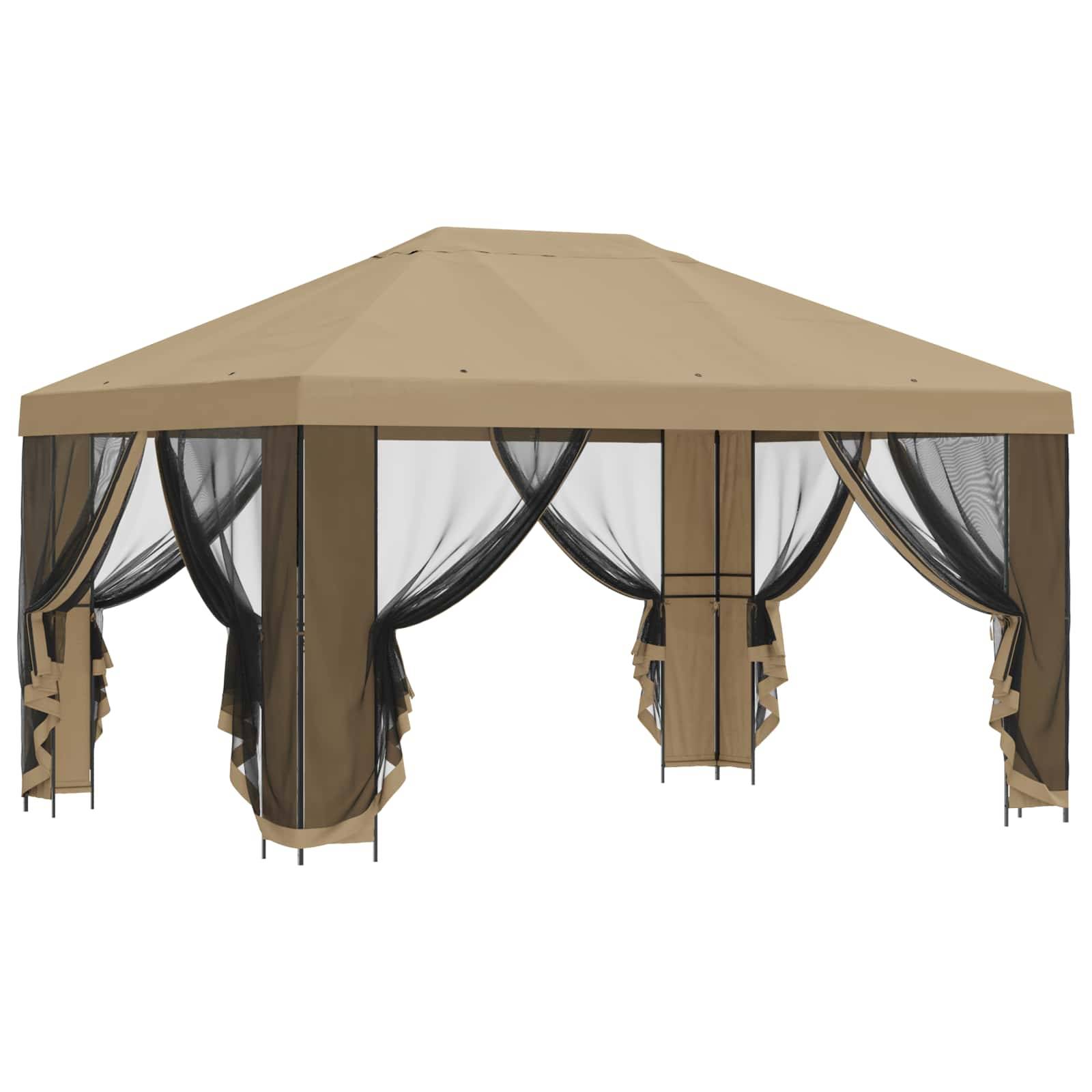 ComfortXL - Tonnelle de Jardin Acier Polyester Événements Extérieurs Toit Résistant 4x3m Beige - ComfortXL Outdoor Living - Image 4