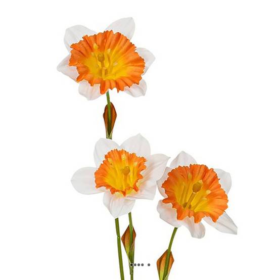 Jonquilles artificielles en tige 3 têtes H 58 cm Crème - couleur: Crème - Image 3
