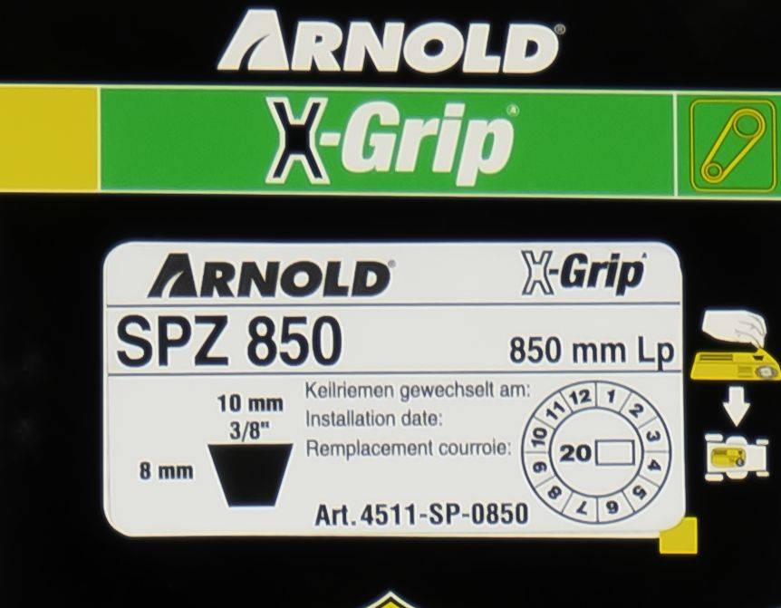 Arnold - Courroie trapézoïdale X-Grip V de type SPZ 850 Arnold - Imagen 2