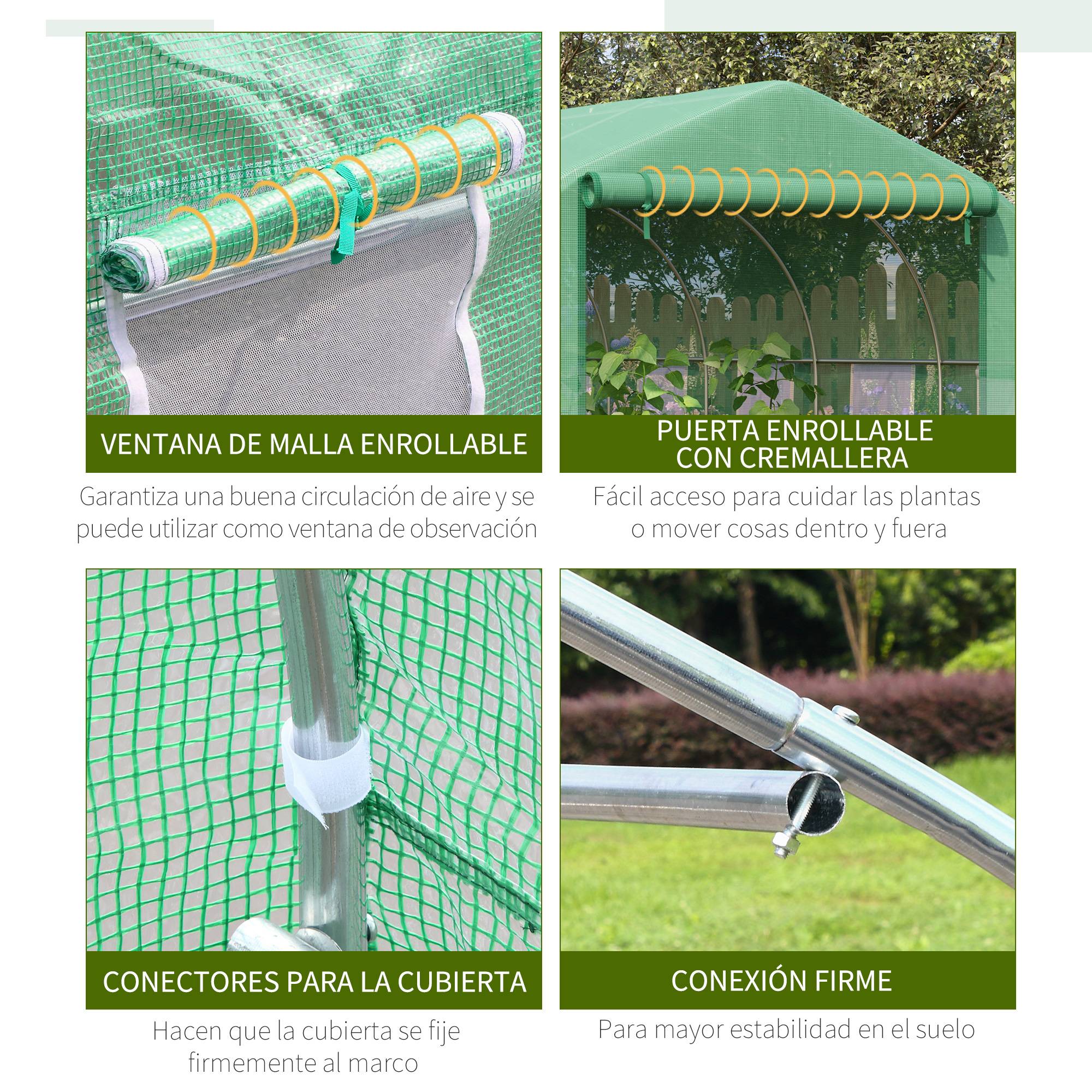 Grande serre tunnel de jardin 18m² métal galvanisé 12 fenêtres pour culture 6x3x2 m Vert - ComfortXL Outdoor Living - Image 8