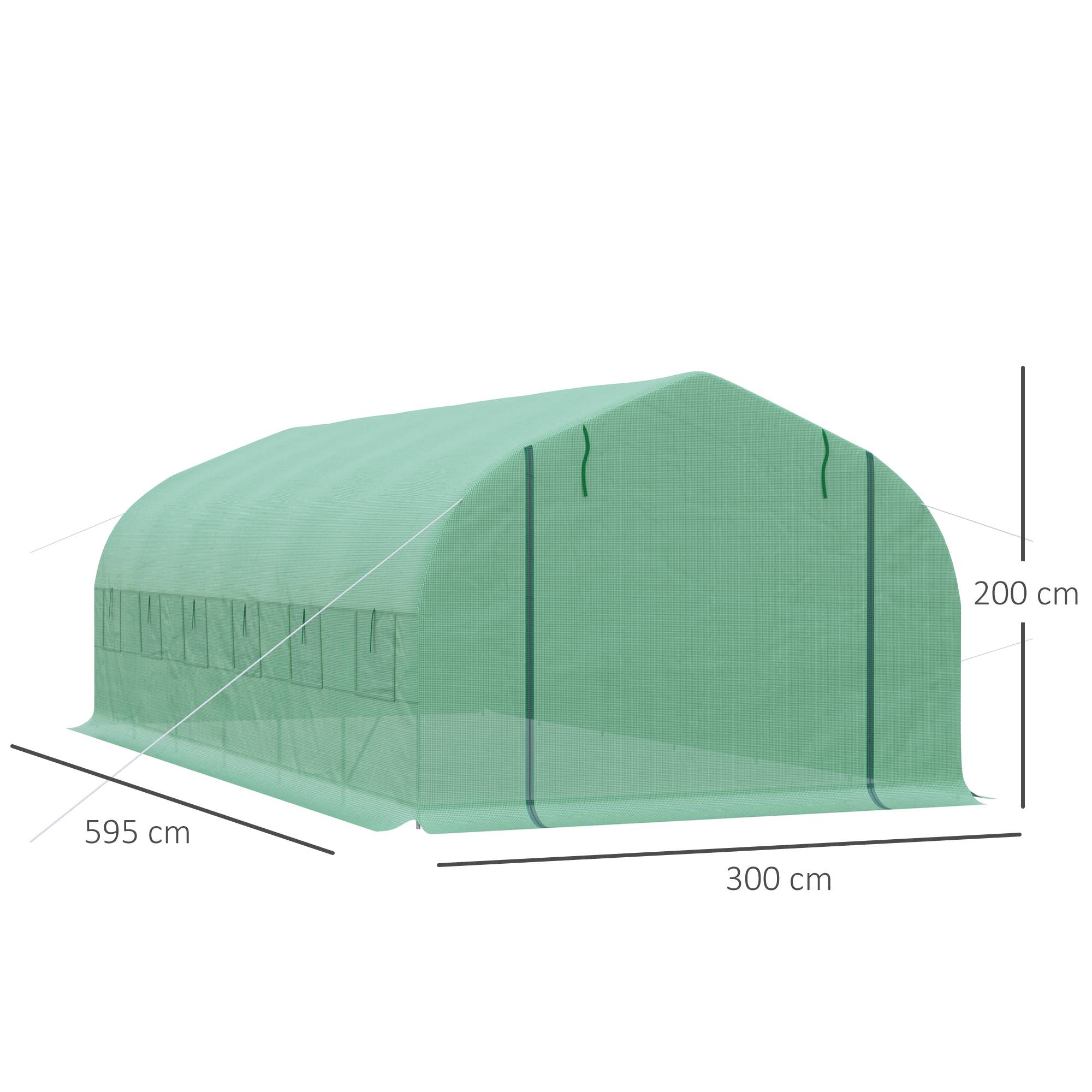Grande serre tunnel de jardin 18m² métal galvanisé 12 fenêtres pour culture 6x3x2 m Vert - ComfortXL Outdoor Living - Image 5
