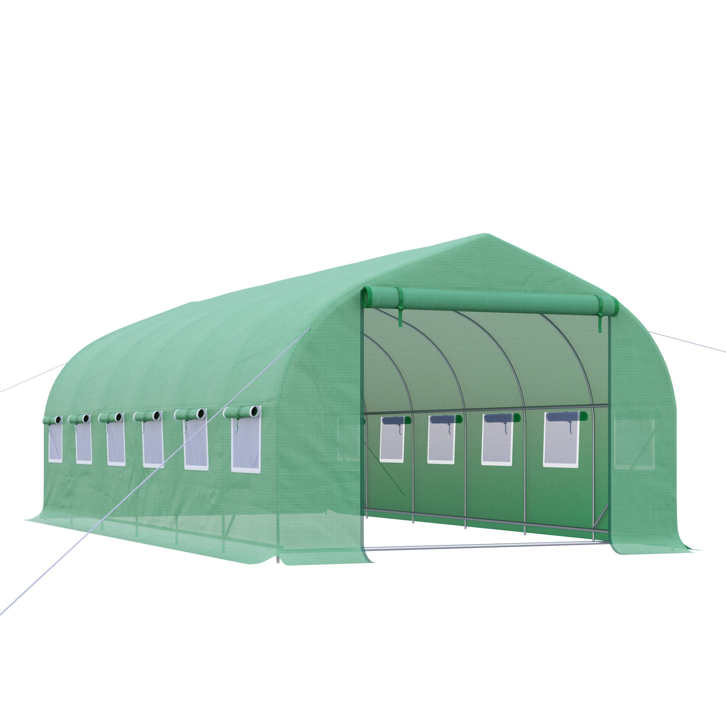 Grande serre tunnel de jardin 18m² métal galvanisé 12 fenêtres pour culture 6x3x2 m Vert - ComfortXL Outdoor Living - Image 2