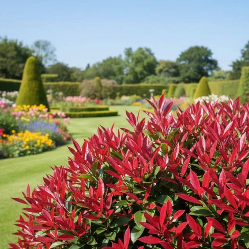 Photinia Red Select à fleurs Blanche - feuillage Persistant - Pot de 7,5L - 80/100 cm-  hauteur à maturité De 2,50 m à 3,00 m - Imagen 4