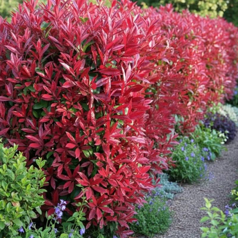 Photinia Red Select à fleurs Blanche - feuillage Persistant - Pot de 7,5L - 80/100 cm-  hauteur à maturité De 2,50 m à 3,00 m - Imagen 5