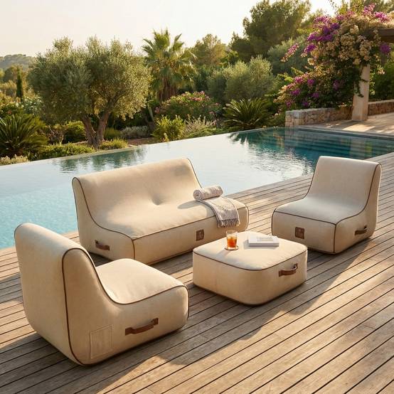 Coco Lounge - Salon de jardin gonflable collection Boho - couleur toile de jute - Image 1