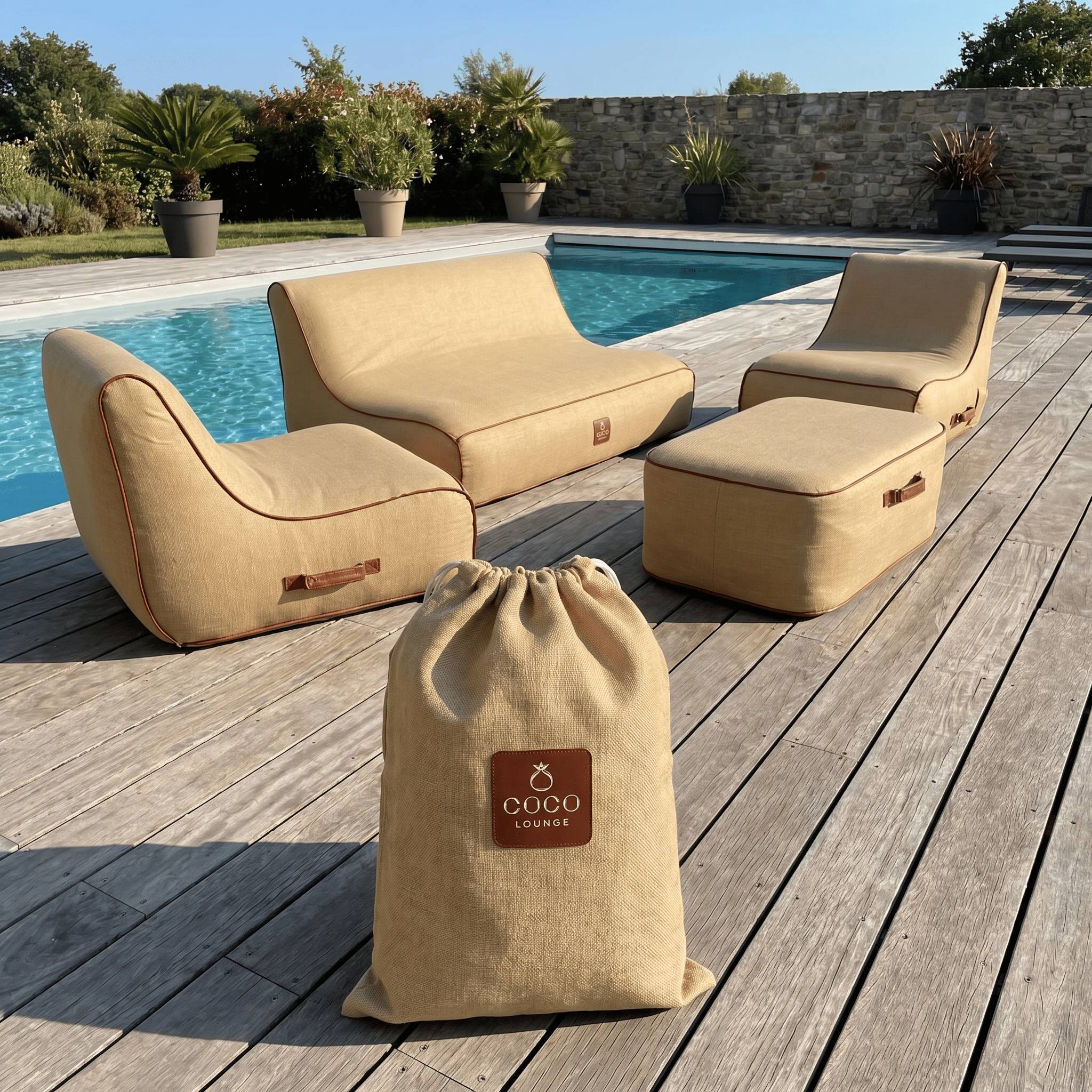 Coco Lounge - Salon de jardin gonflable collection Boho - couleur toile de jute - Image 3