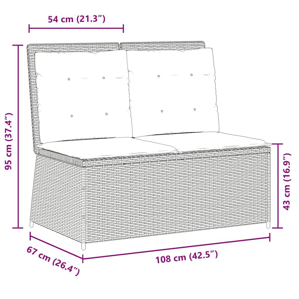 Banc inclinable de jardin | Banquette De Jardin | Banc Extérieur avec coussins noir résine tressée Maison Chic - Image 9