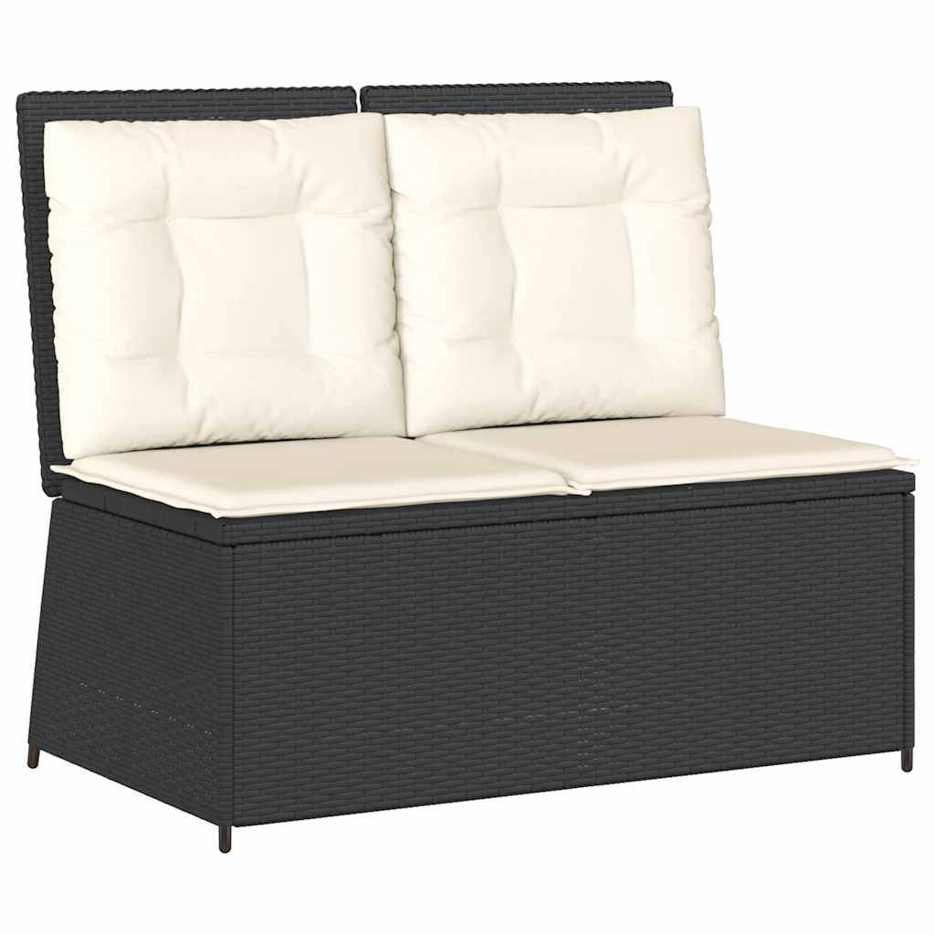 Banc inclinable de jardin | Banquette De Jardin | Banc Extérieur avec coussins noir résine tressée Maison Chic - Image 1