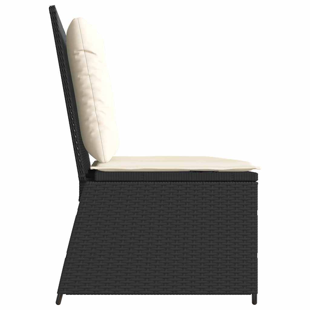 Banc inclinable de jardin | Banquette De Jardin | Banc Extérieur avec coussins noir résine tressée Maison Chic - Image 5