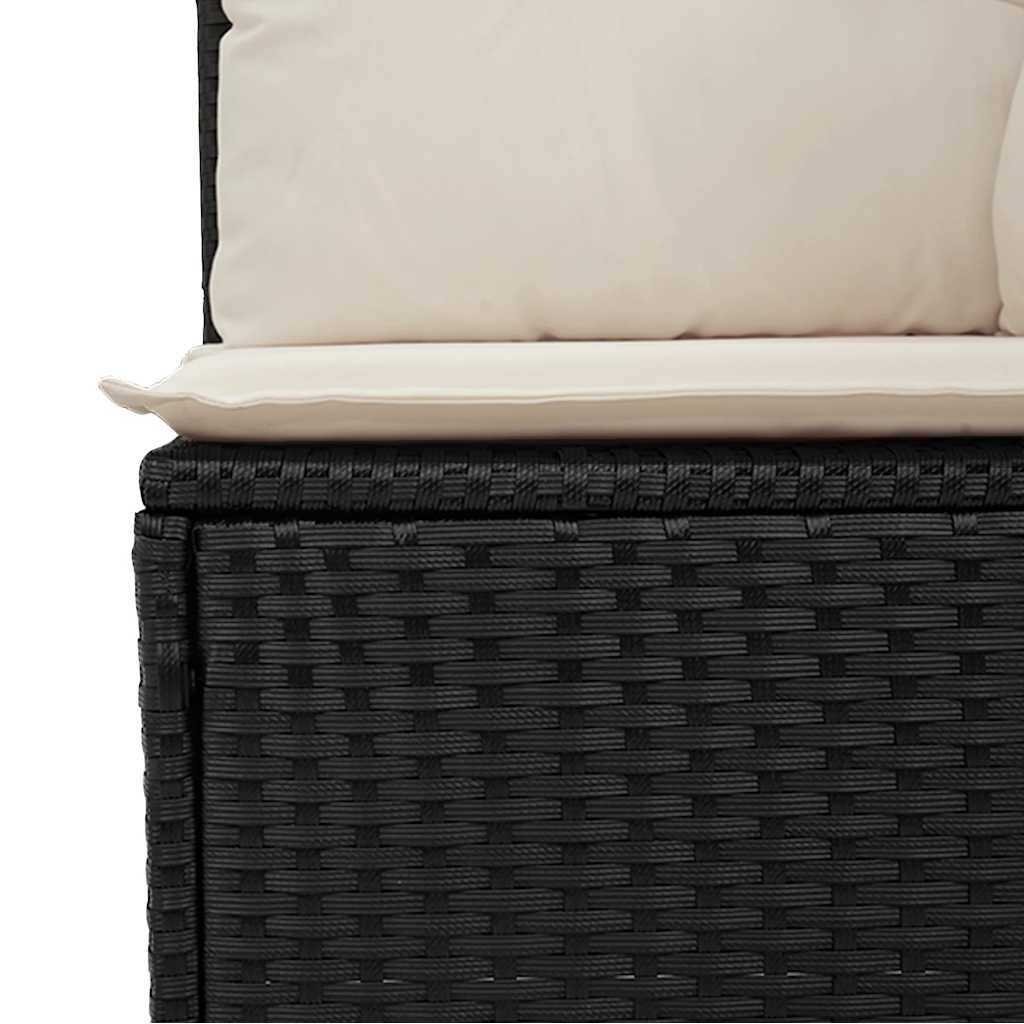 Banc inclinable de jardin | Banquette De Jardin | Banc Extérieur avec coussins noir résine tressée Maison Chic - Image 8