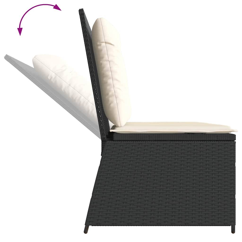 Banc inclinable de jardin | Banquette De Jardin | Banc Extérieur avec coussins noir résine tressée Maison Chic - Image 7