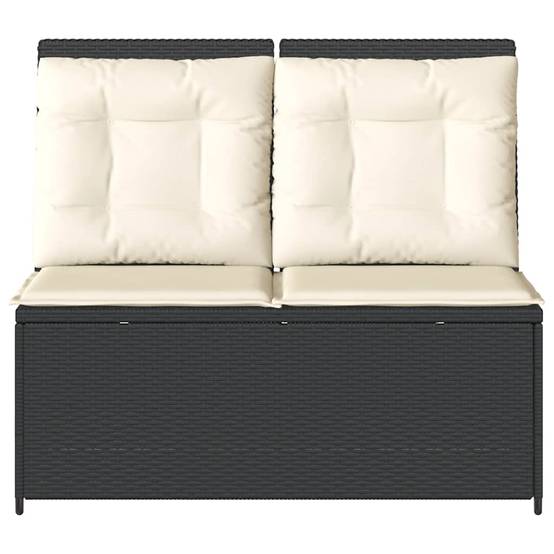 Banc inclinable de jardin | Banquette De Jardin | Banc Extérieur avec coussins noir résine tressée Maison Chic - Image 4