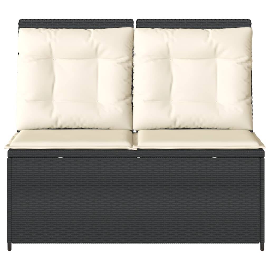Banc inclinable de jardin | Banquette De Jardin | Banc Extérieur avec coussins noir résine tressée Maison Chic - Image 4