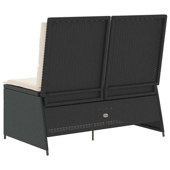 Banc inclinable de jardin | Banquette De Jardin | Banc Extérieur avec coussins noir résine tressée Maison Chic - Image 6