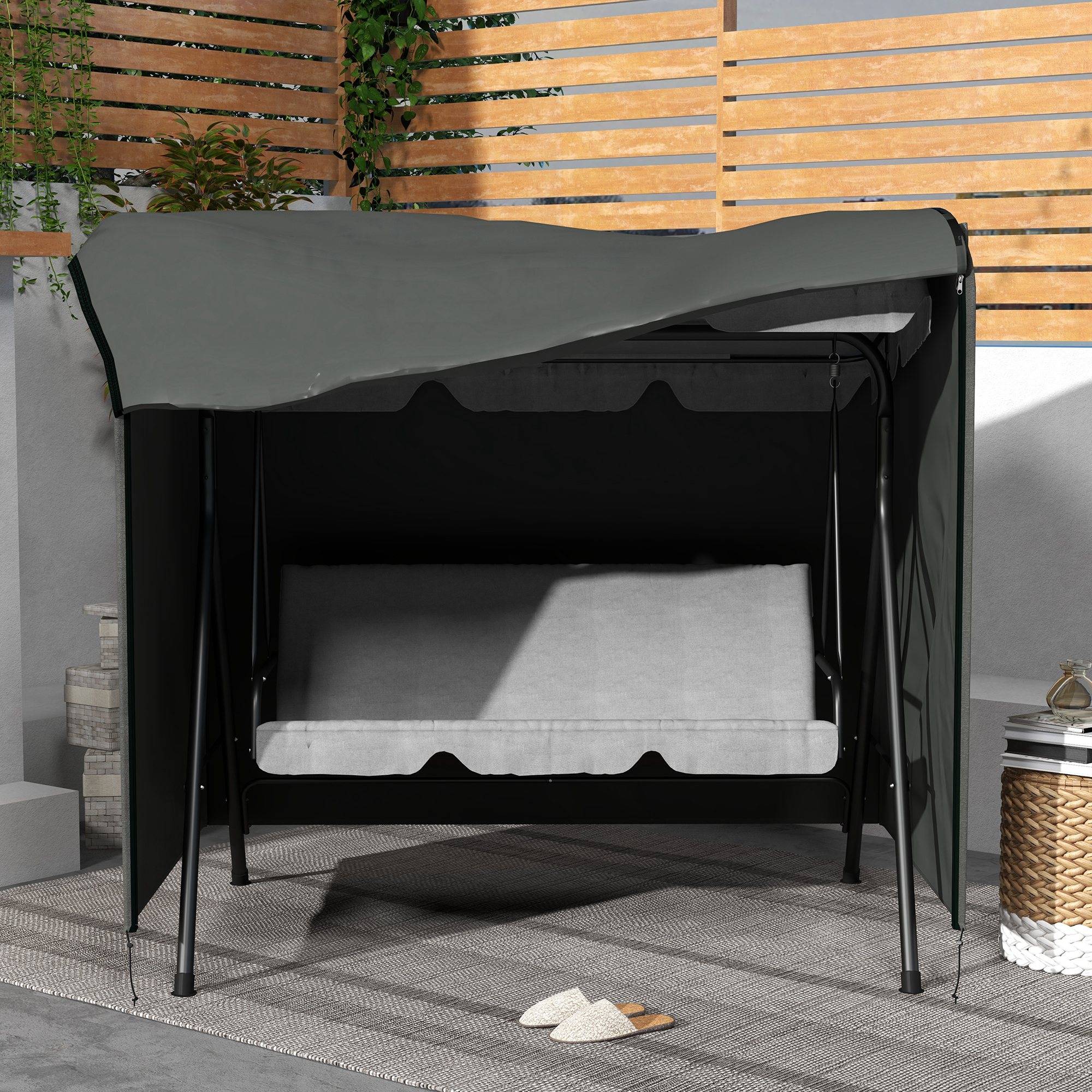 Housse de protection pour balancelle de jardin tissu Oxford imperméable 177x114x152cm gris foncé - ComfortXL Outdoor Living - Image 8